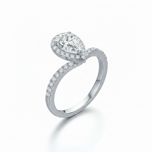 Moissanite V-Drop Ring