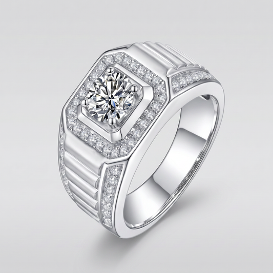 Moissanite Crest Herrenring