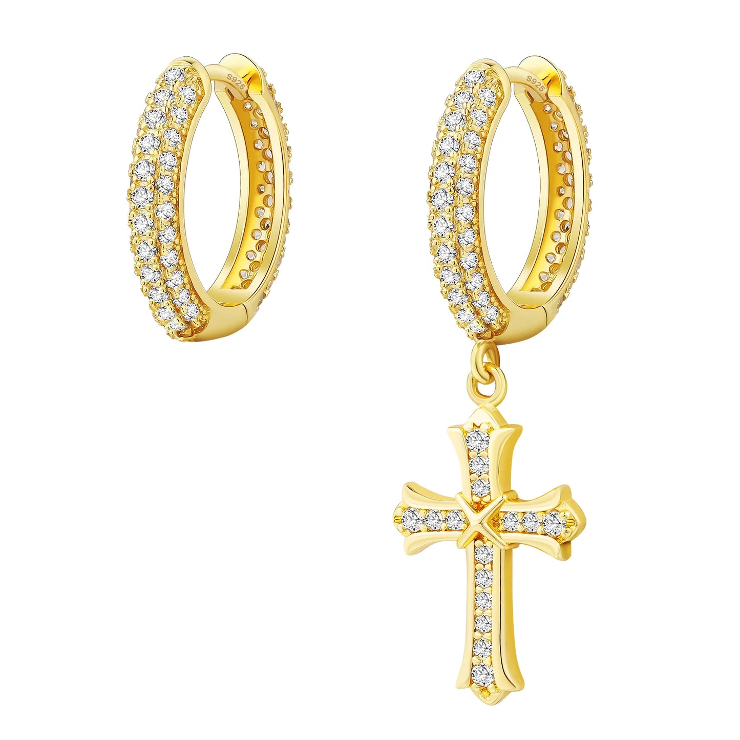 Moissanite Cross Hoops