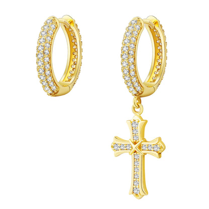 Moissanite Cross Hoops
