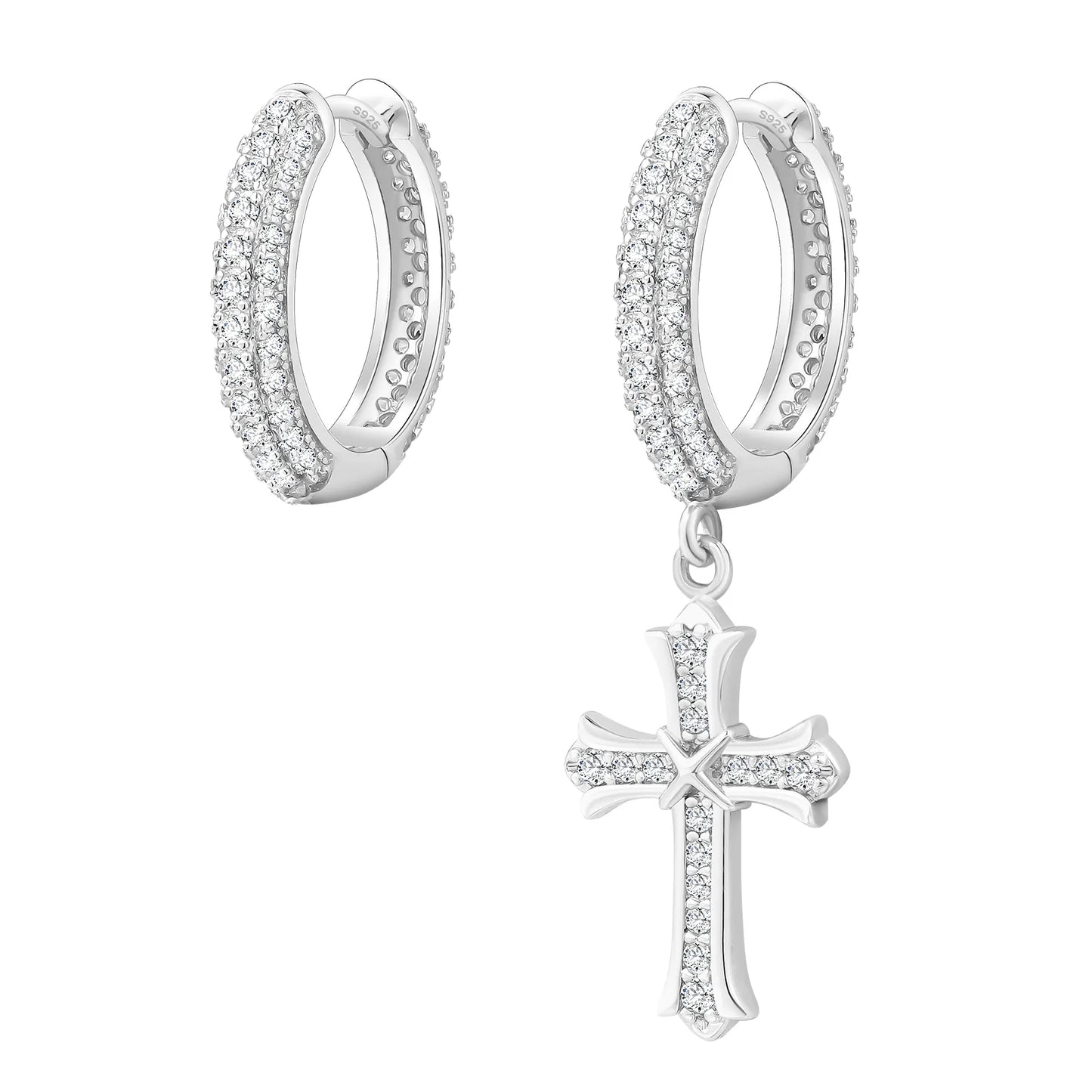 Moissanite Cross Hoops