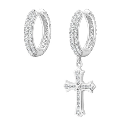 Moissanite Cross Hoops