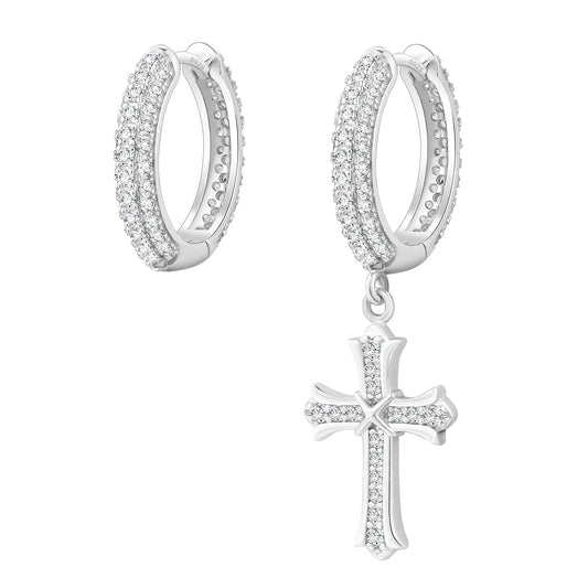 Moissanite Cross Hoops