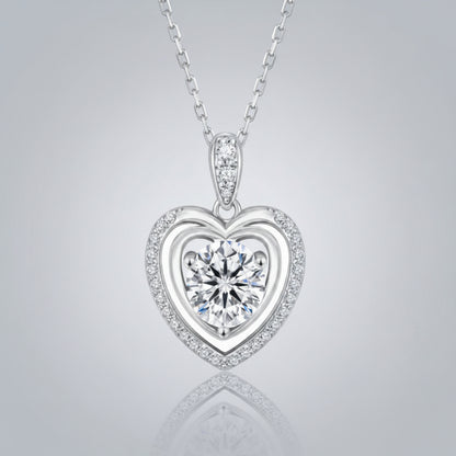 Moissanite Cœur Double Entourage Kette