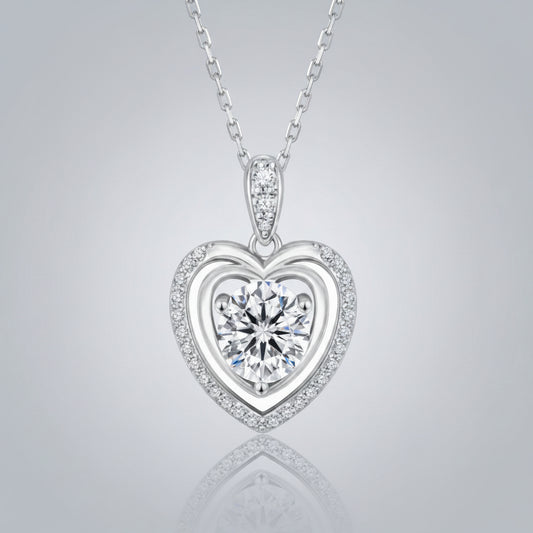 Moissanite Cœur Double Entourage Kette