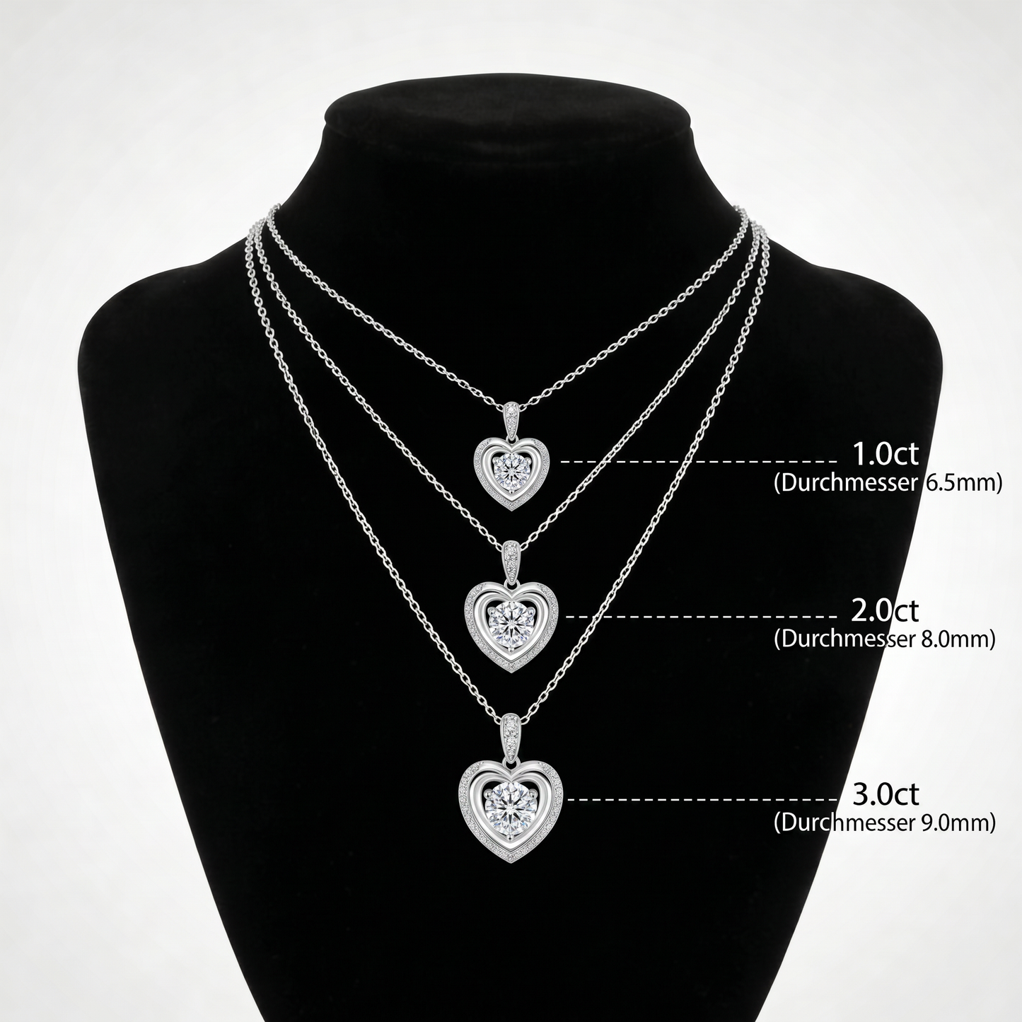Moissanite Cœur Double Entourage Kette