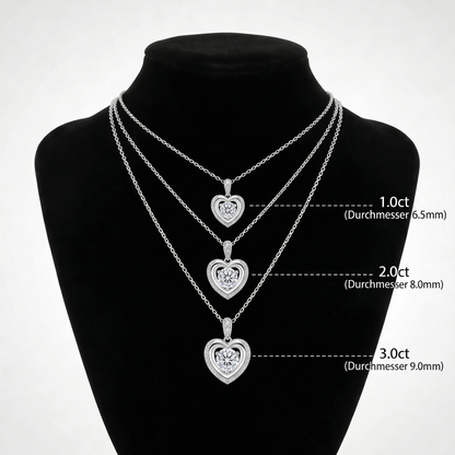 Moissanite Cœur Double Entourage Kette