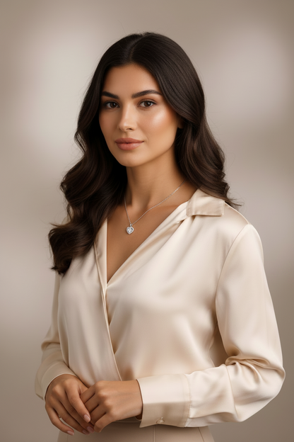 Moissanite Cœur Double Entourage Kette
