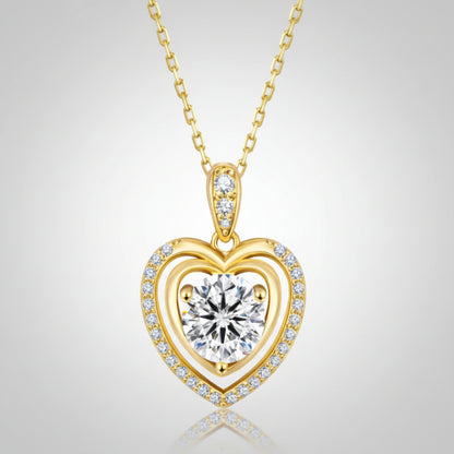 Moissanite Cœur Double Entourage Kette