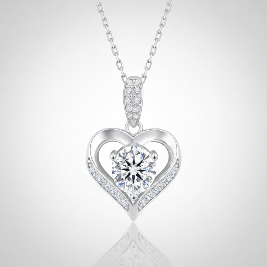 Moissanite Cœur Entouré Kette