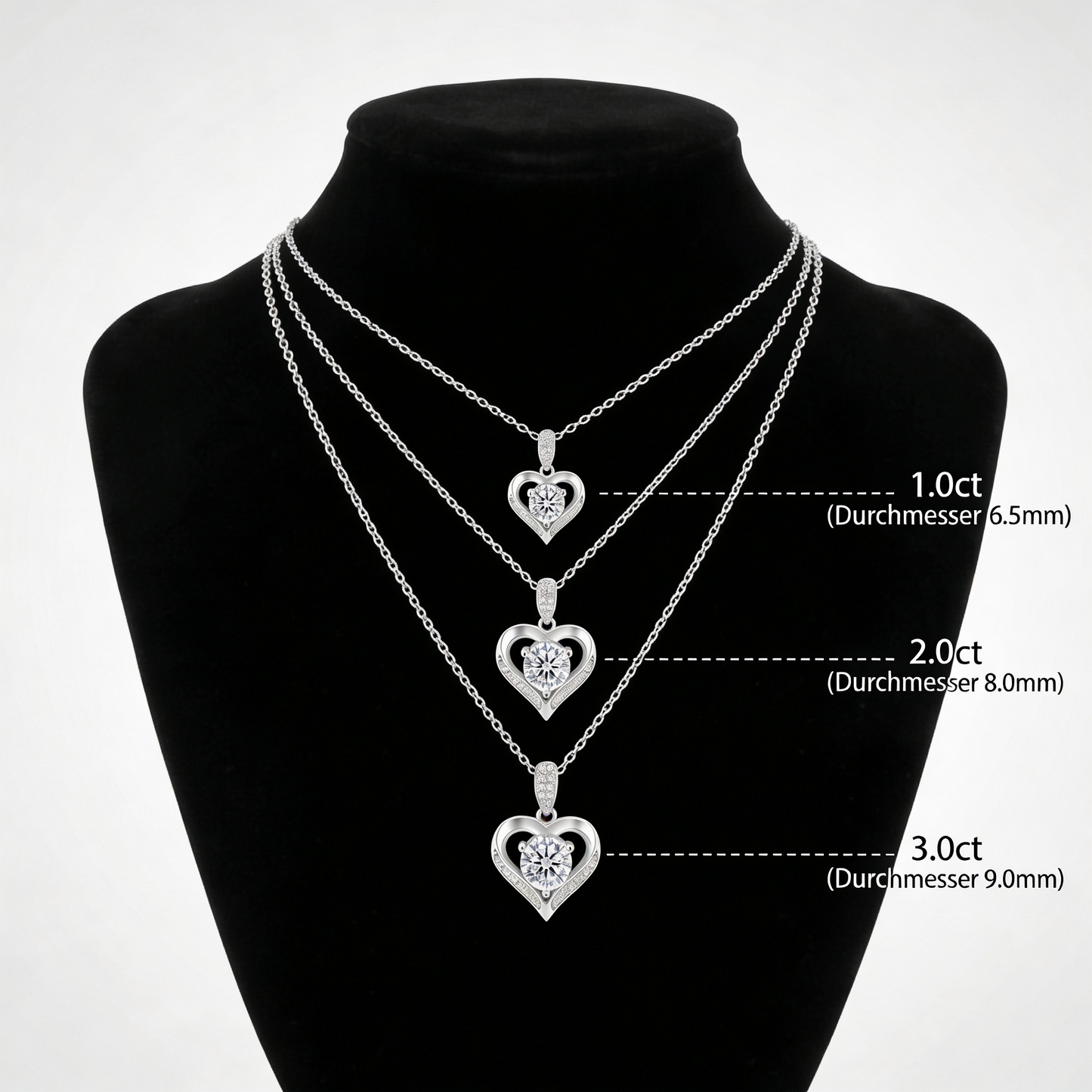 Moissanite Cœur Entouré Kette