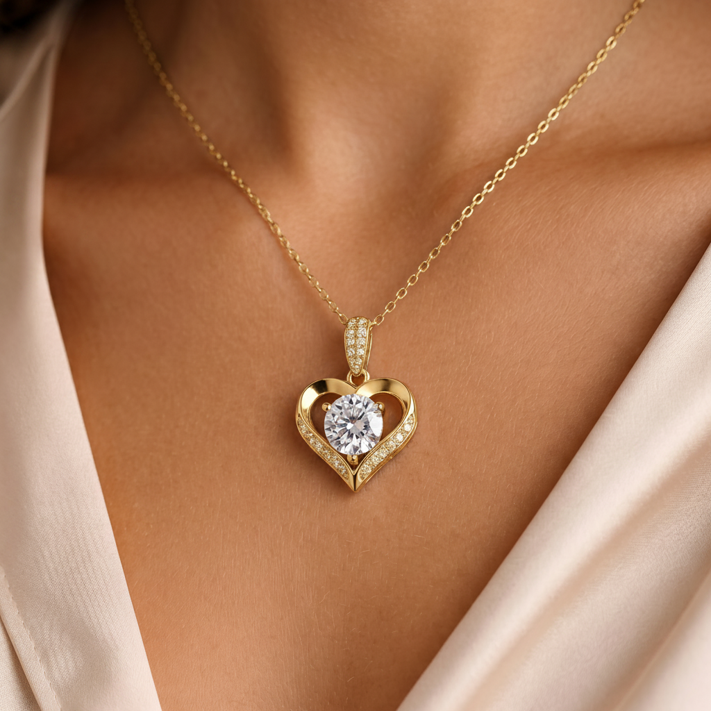 Moissanite Cœur Entouré Kette