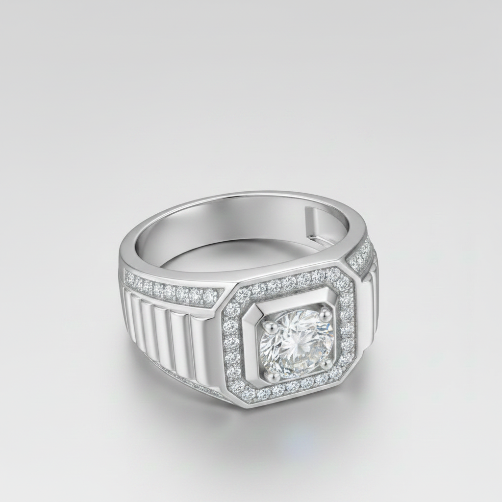 Moissanite Crest Herrenring