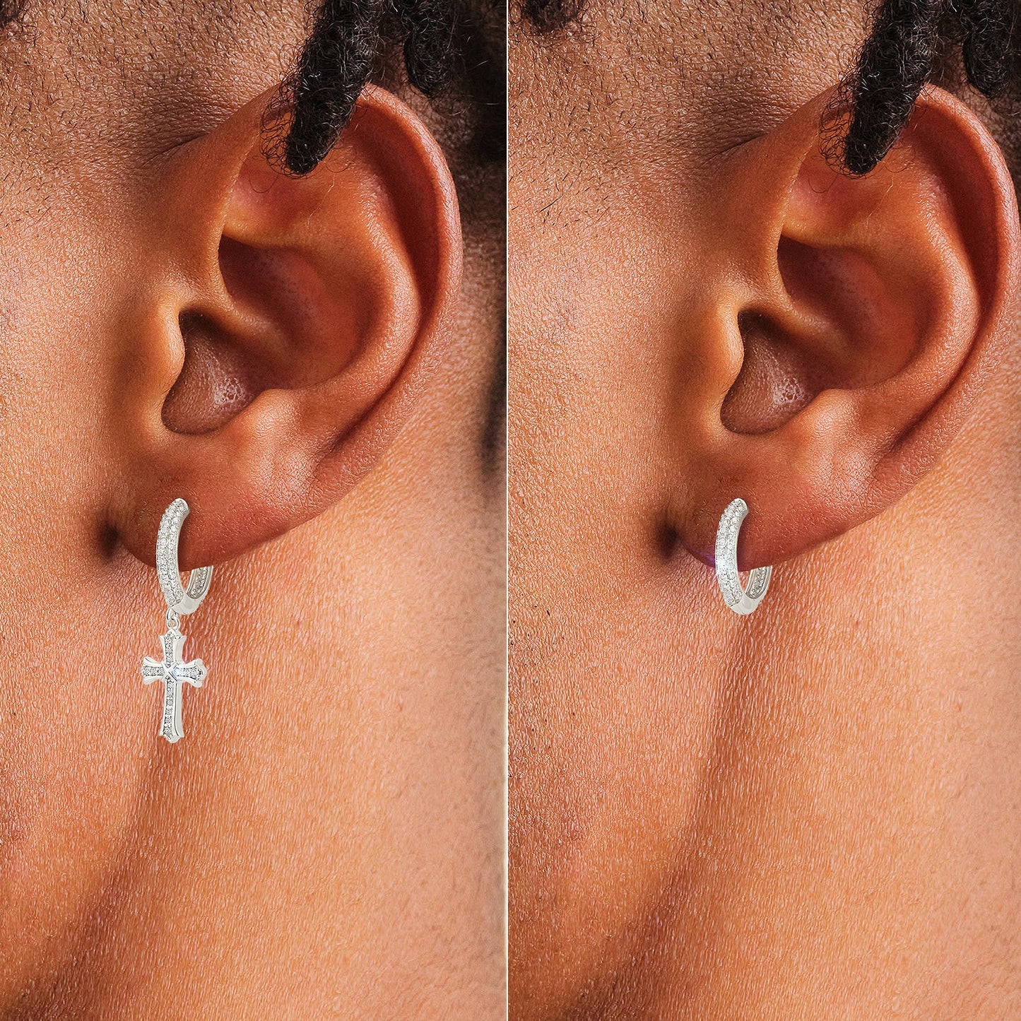 Moissanite Cross Hoops