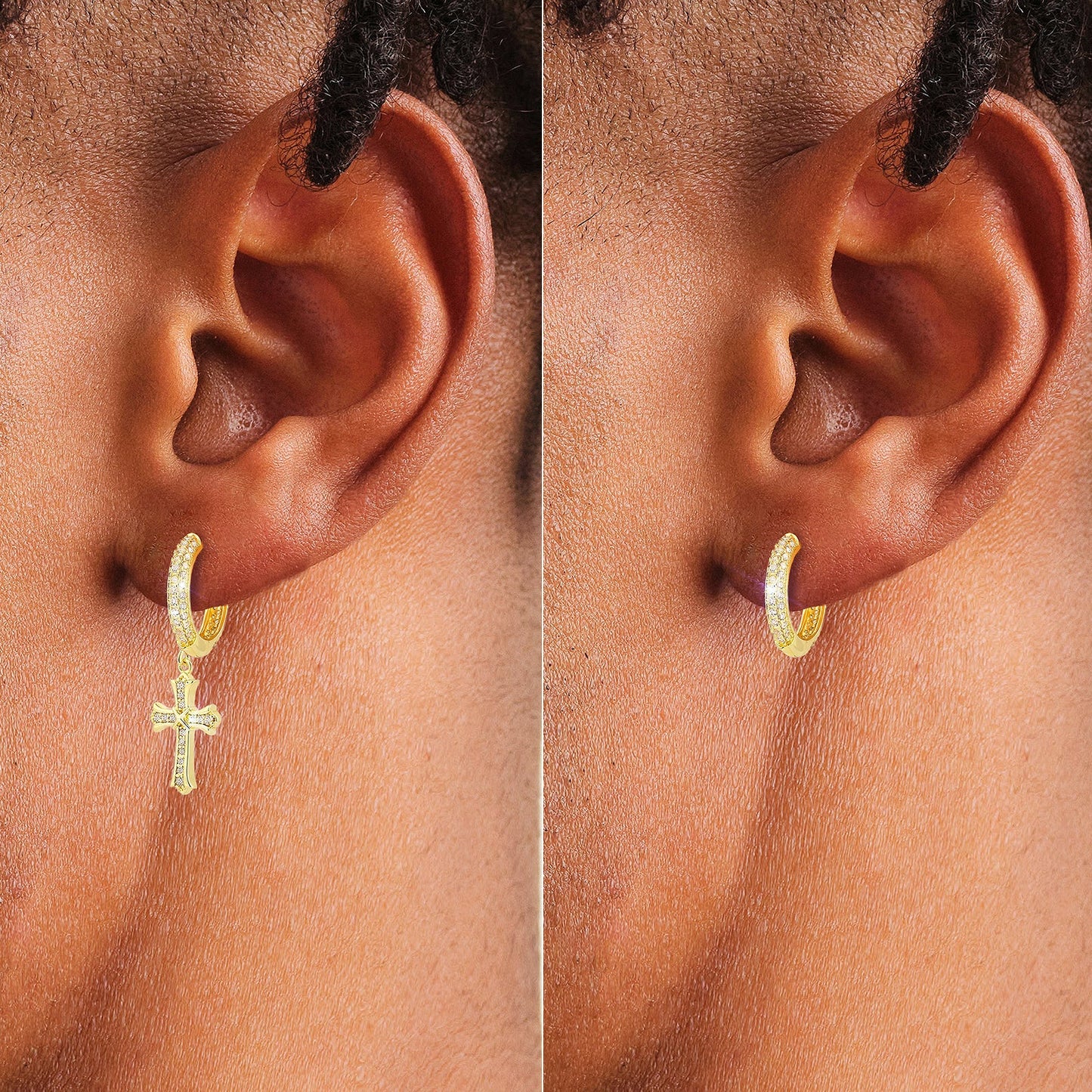 Moissanite Cross Hoops
