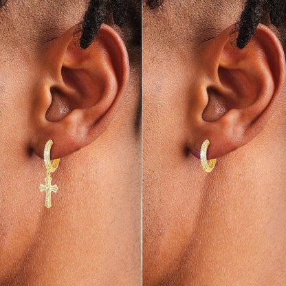 Moissanite Cross Hoops