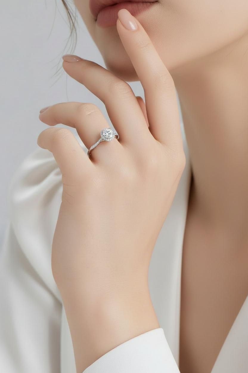 Moissanite Crystal Ring
