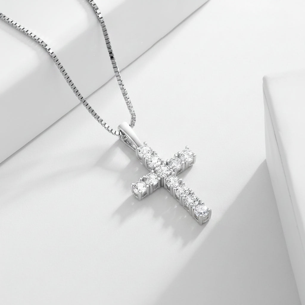 Moissanite Damen-Kreuzkette