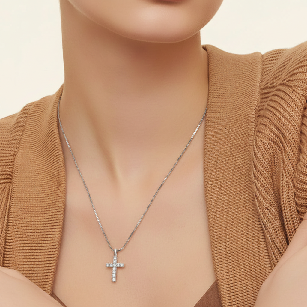 Moissanite Damen-Kreuzkette