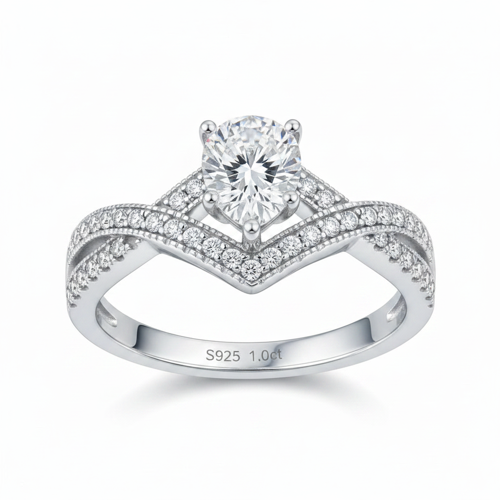 Moissanite Diamond Frame Ring