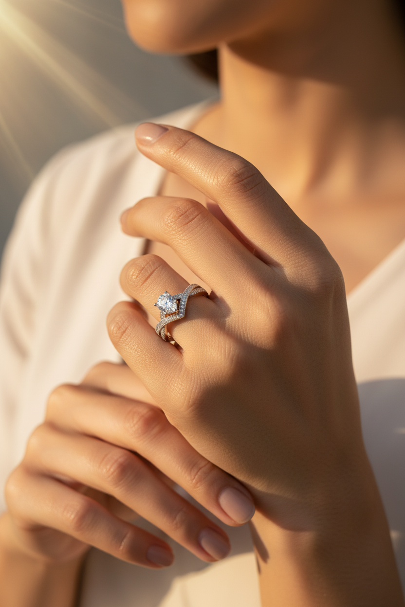 Moissanite Diamond Frame Ring