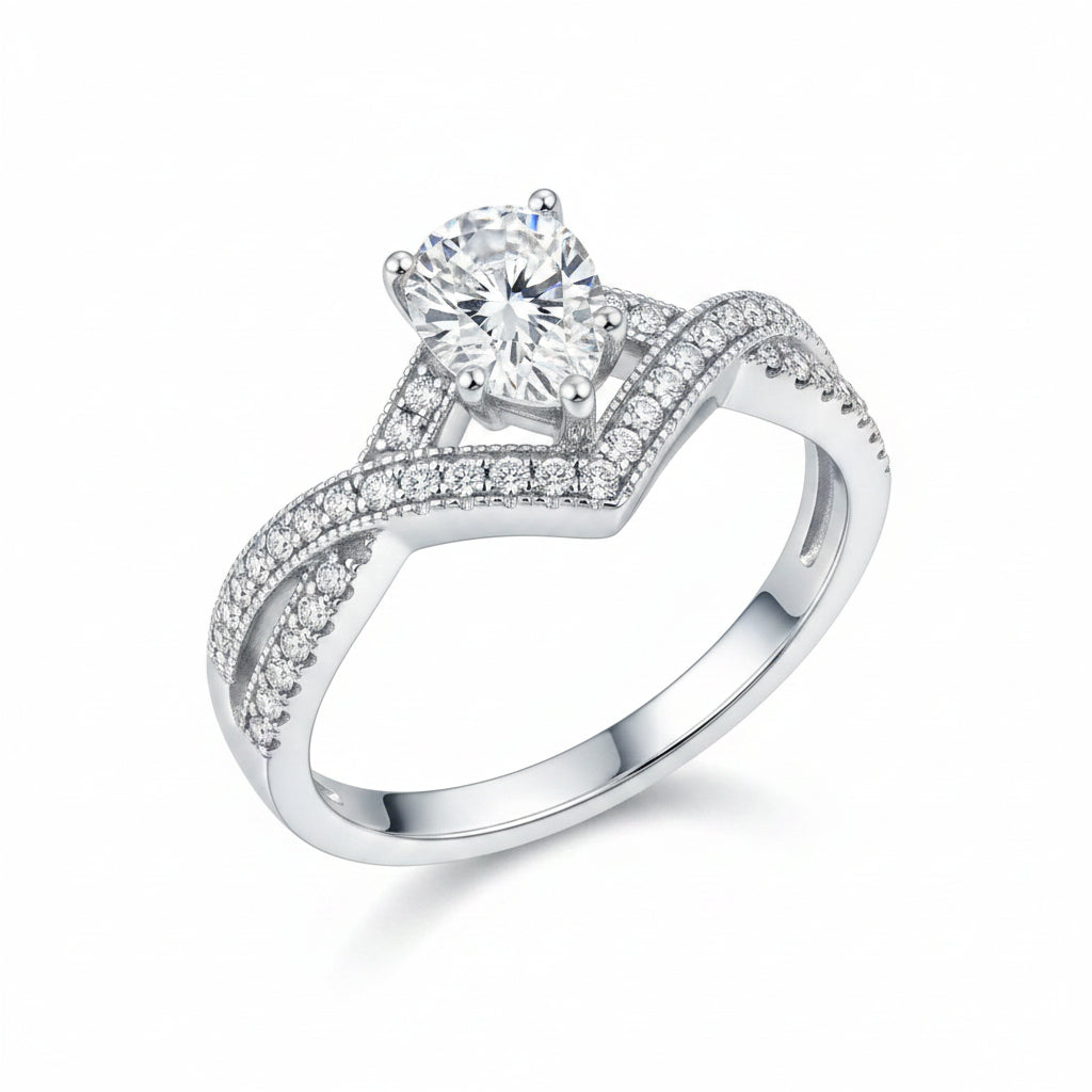 Moissanite Diamond Frame Ring