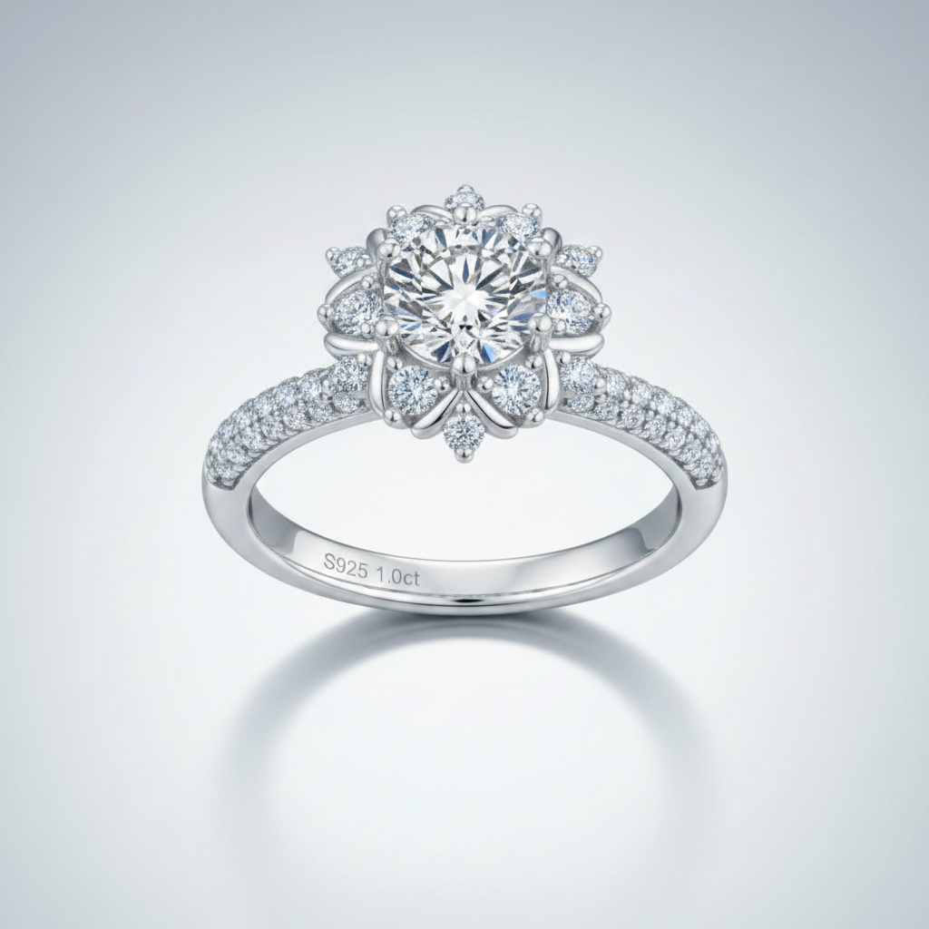 Moissanite Flower Ring
