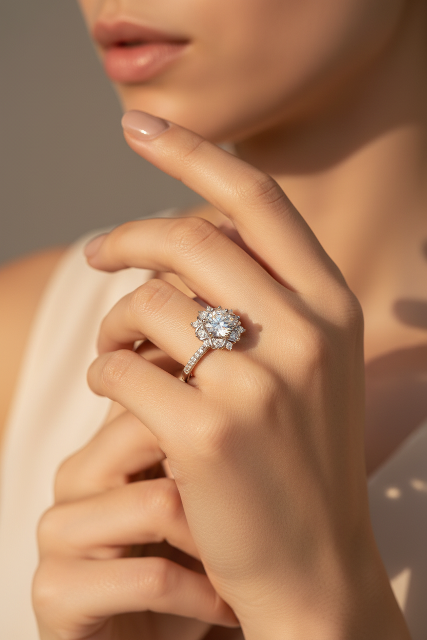 Moissanite Flower Ring