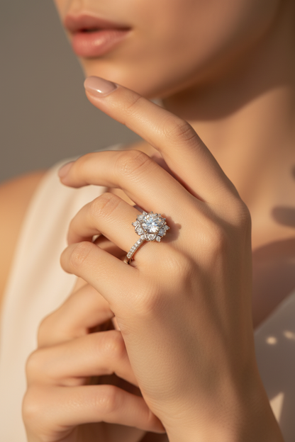 Moissanite Flower Ring