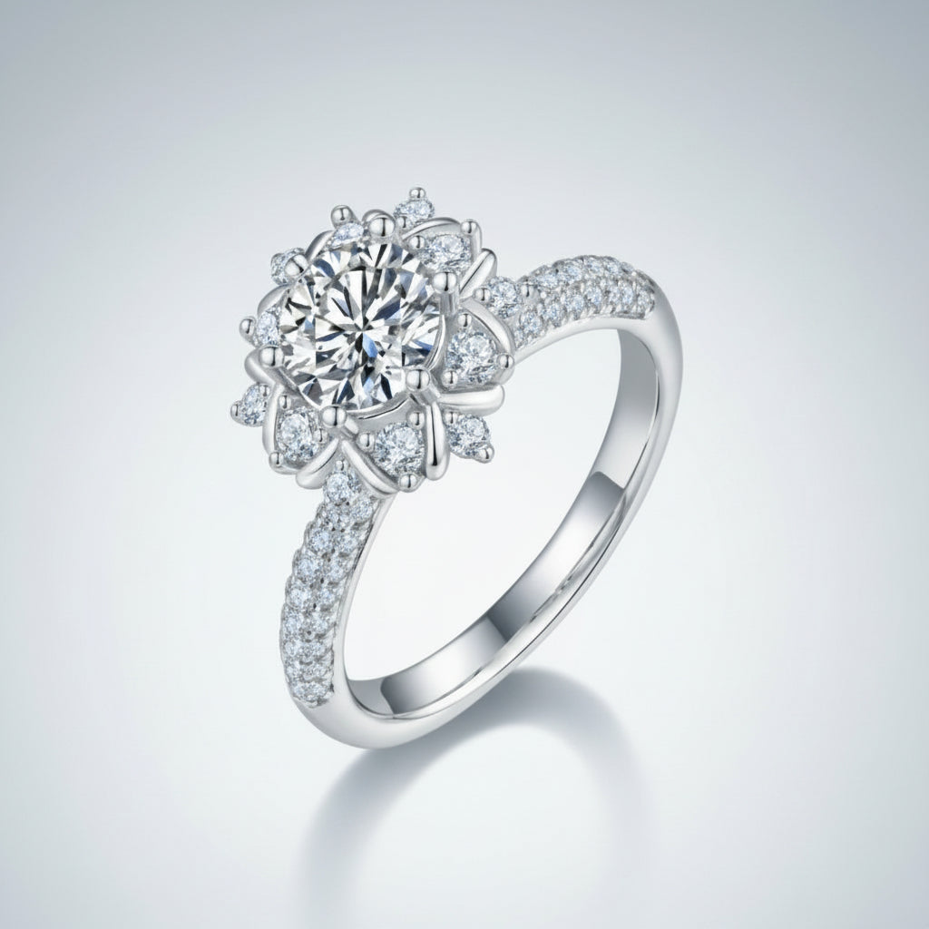 Moissanite Flower Ring