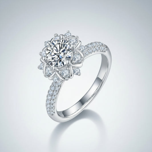 Moissanite Flower Ring