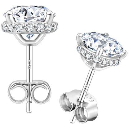 Moissanite Halo Ohrstecker