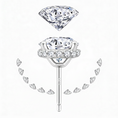 Moissanite Halo Ohrstecker