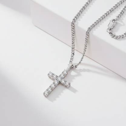 Moissanite Herren-Kreuzkette