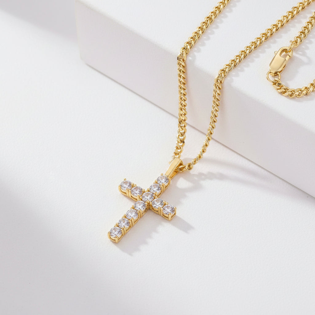 Moissanite Herren-Kreuzkette