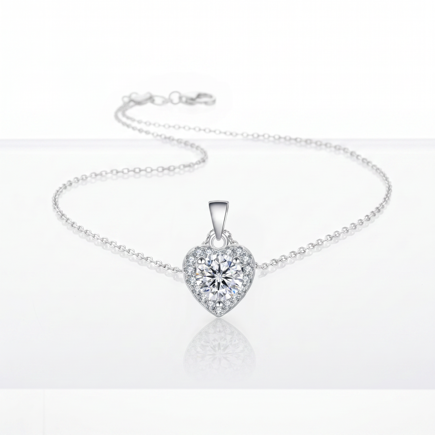 Moissanite Herz Halskette