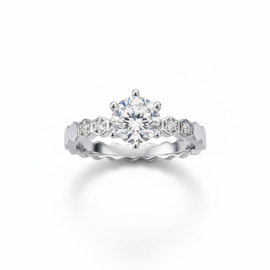 Moissanite Honeycomb Ring