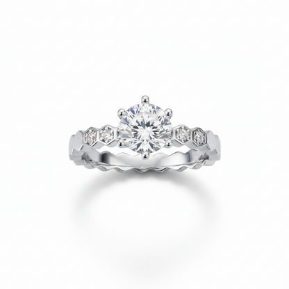 Moissanite Honeycomb Ring