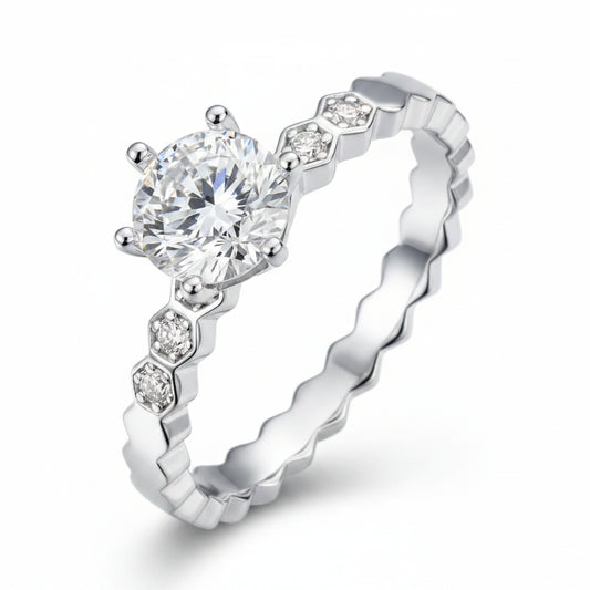Moissanite Honeycomb Ring