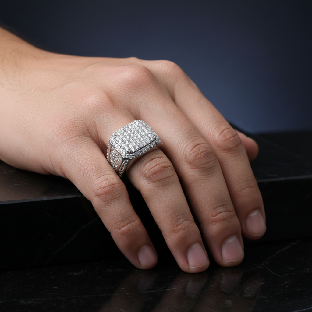 Moissanite Iced Out Herrenring