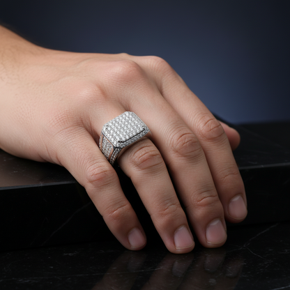 Moissanite Iced Out Herrenring