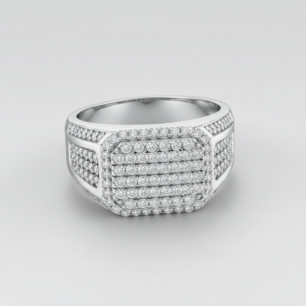 Moissanite Iced Out Herrenring