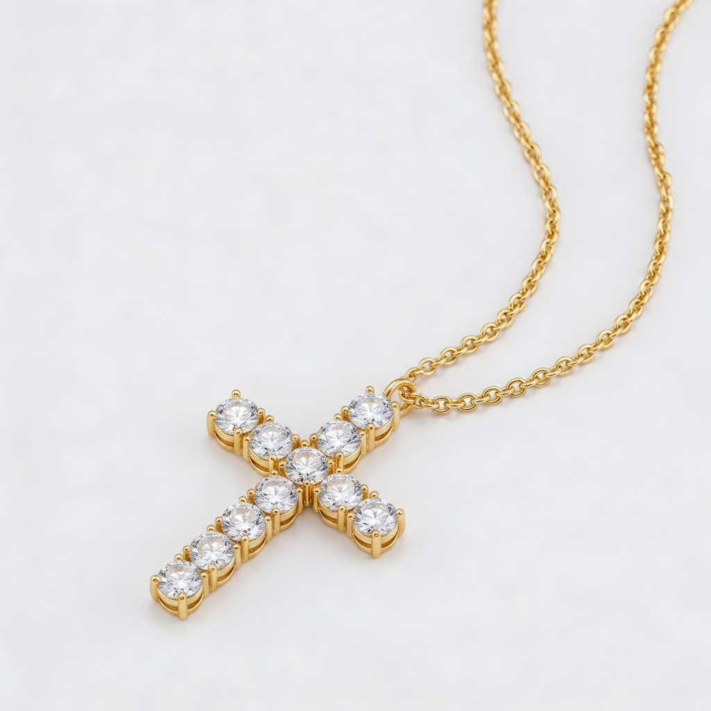 Moissanite Iced Out Kreuzkette