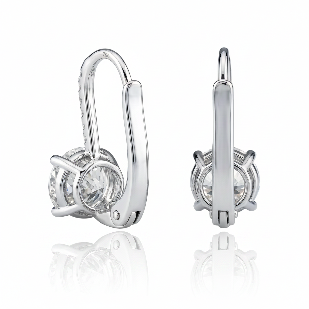 Moissanite Leverback Solitär Ohrstecker