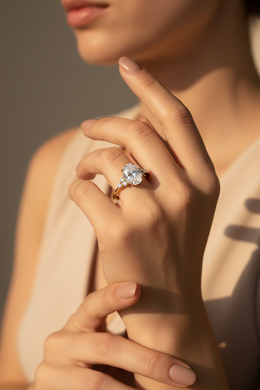 Moissanite Orbit Ring