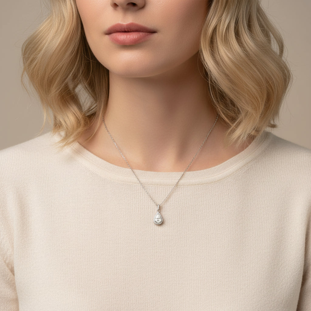 Moissanite Tropfen Halskette