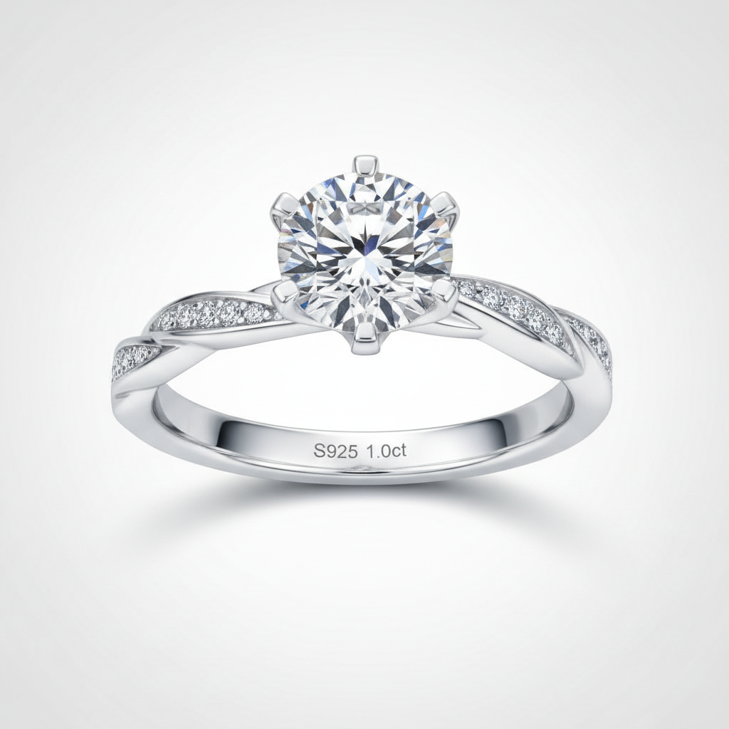 Moissanite Twisted Edge Ring