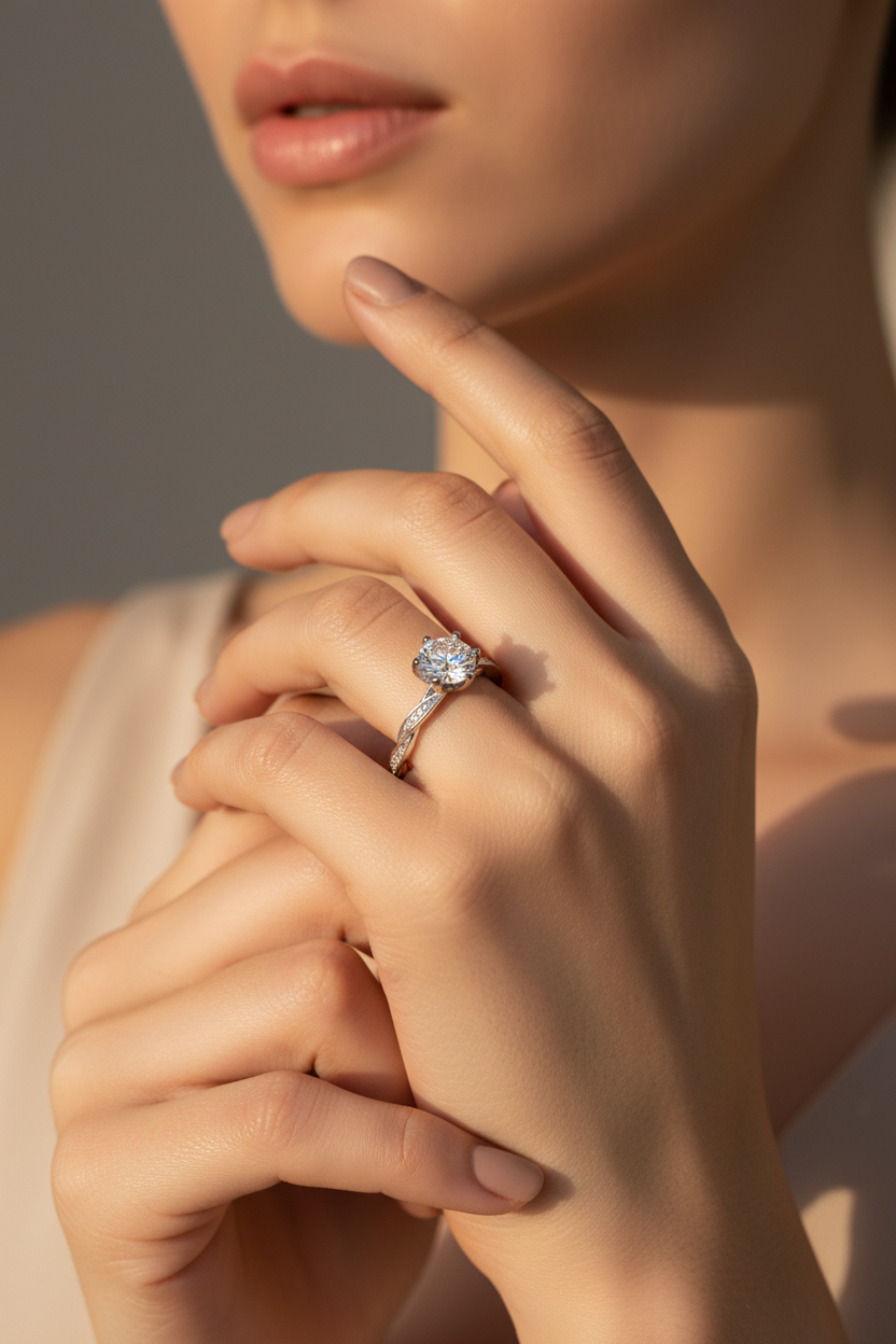 Moissanite Twisted Edge Ring