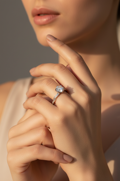 Moissanite Twisted Edge Ring