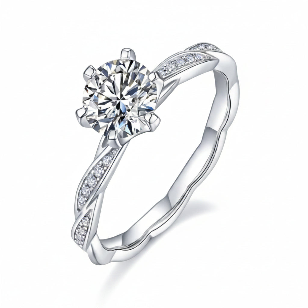Moissanite Twisted Edge Ring
